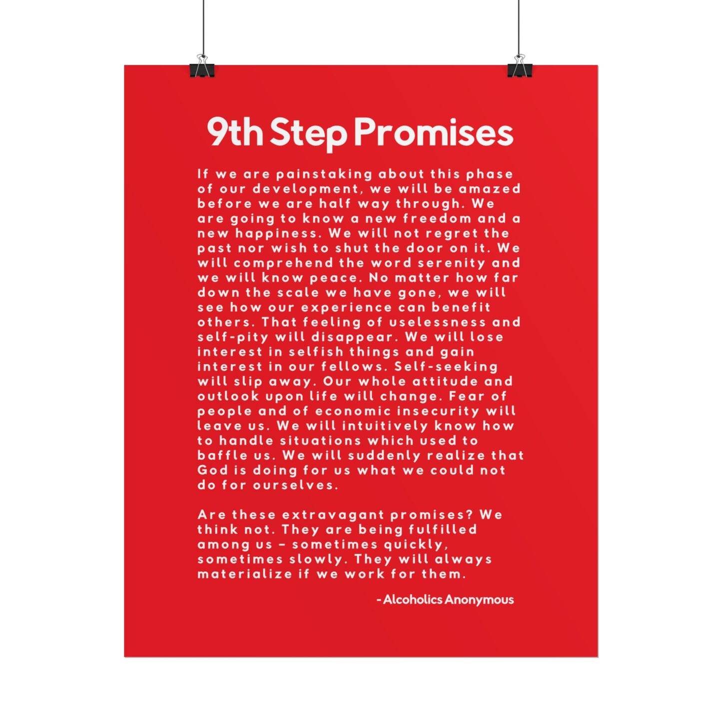 Haler Smith Rolled Poster - 9th Step Promises - Vertical Red Matte Finish