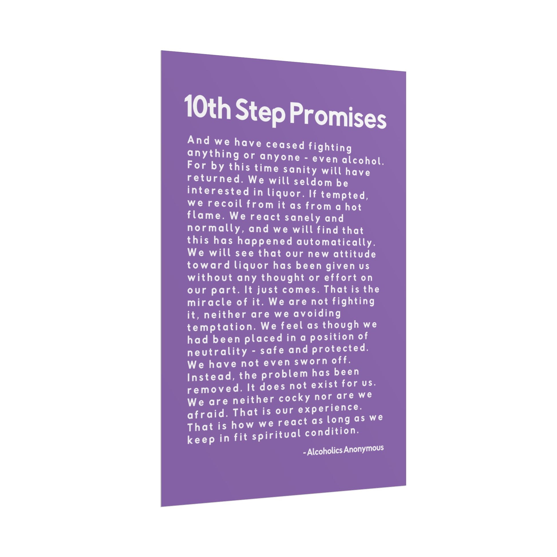Haler Smith - Poster - Haler Smith Rolled Poster - 10th Step Promises - Vertical Light Purple Matte Finish