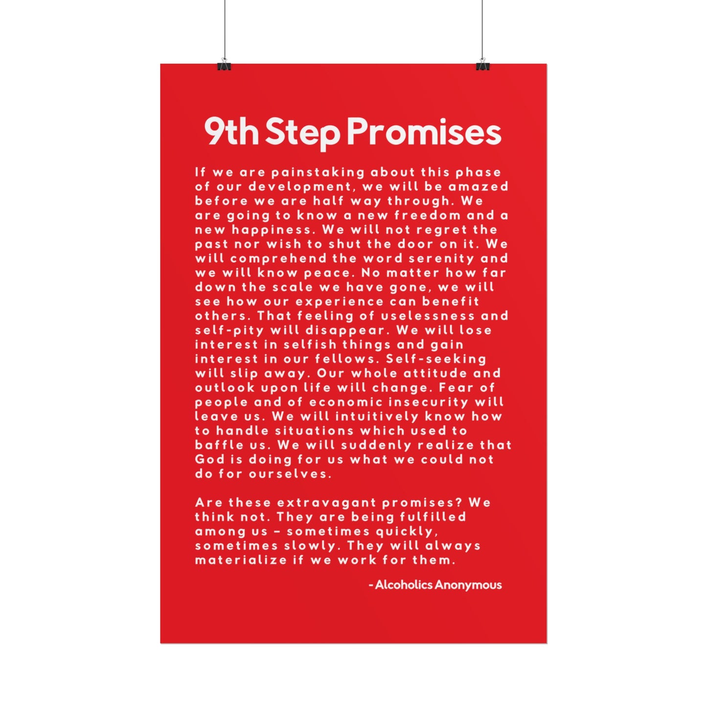 Haler Smith Rolled Poster - 9th Step Promises - Vertical Red Matte Finish