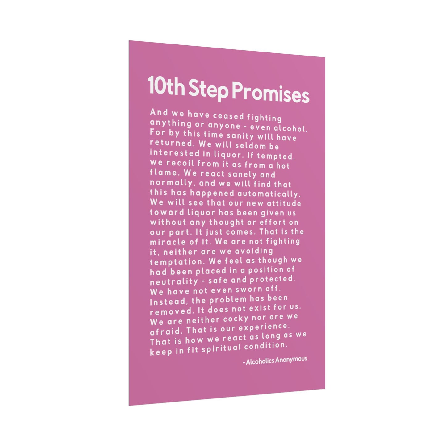 Haler Smith - Poster - Haler Smith Rolled Poster - 10th Step Promises - Vertical Light Pink Matte Finish