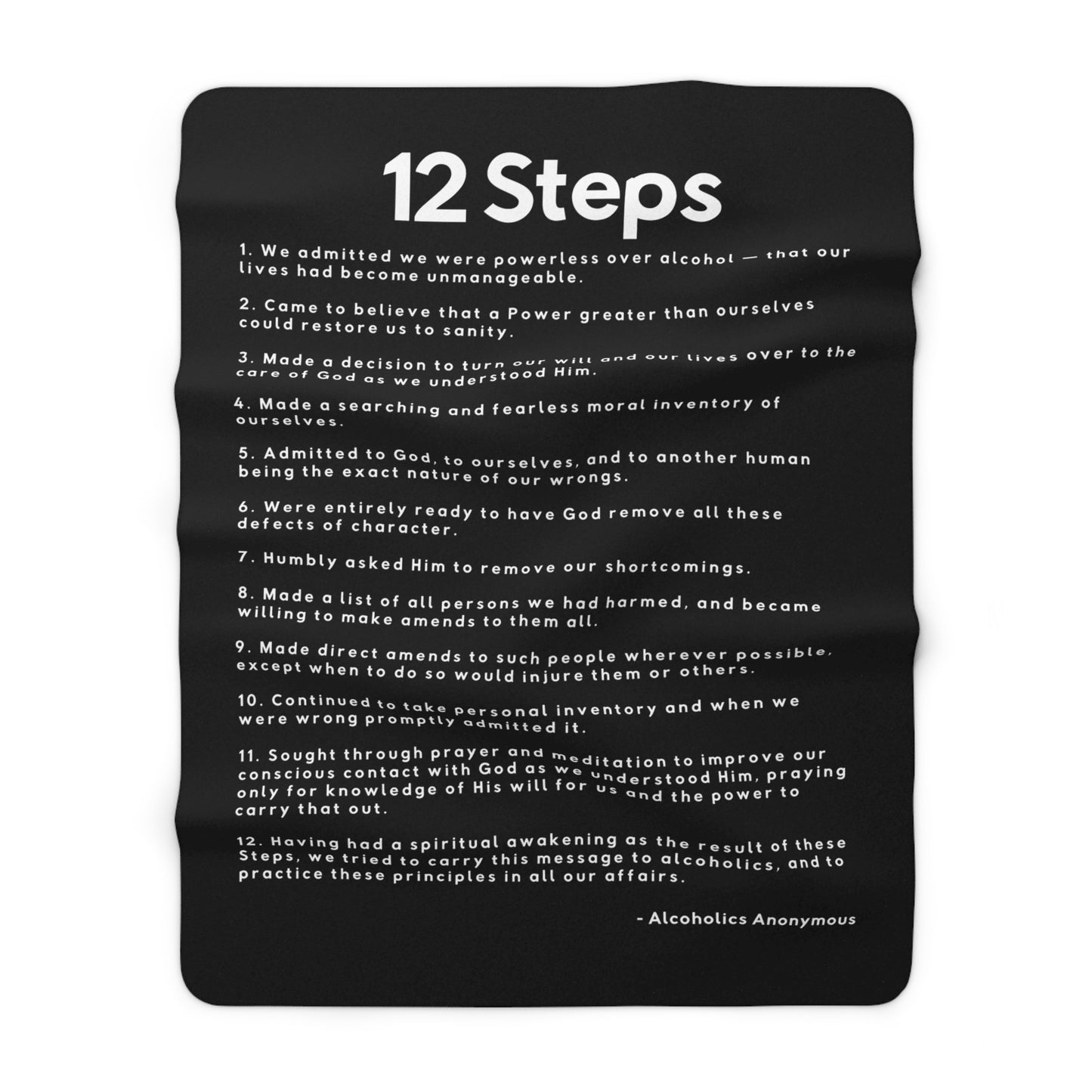 Haler Smith - Home Decor - Haler Smith Sherpa Fleece Blanket - 12 Steps - White Letters - Black