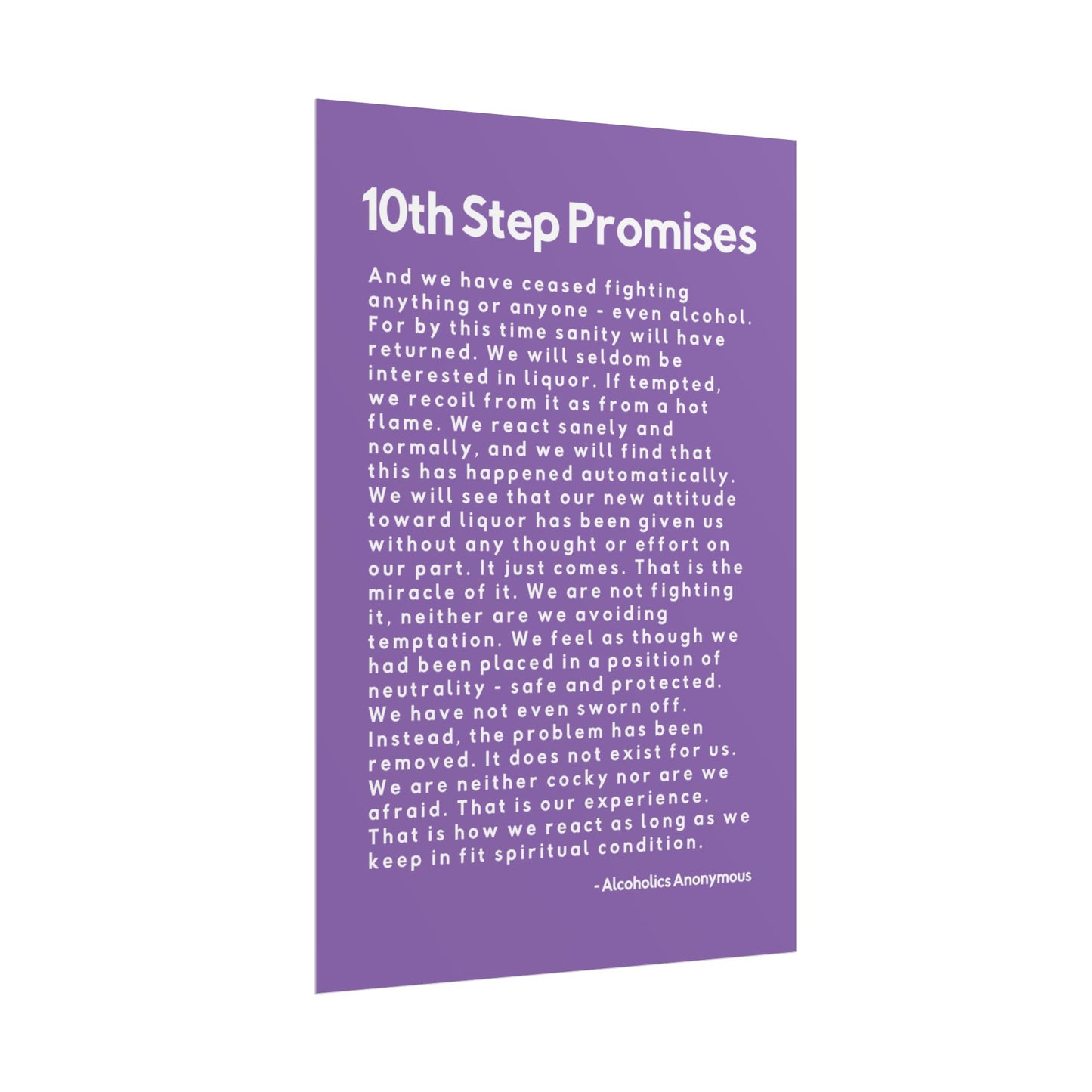 Haler Smith - Poster - Haler Smith Rolled Poster - 10th Step Promises - Vertical Light Purple Matte Finish