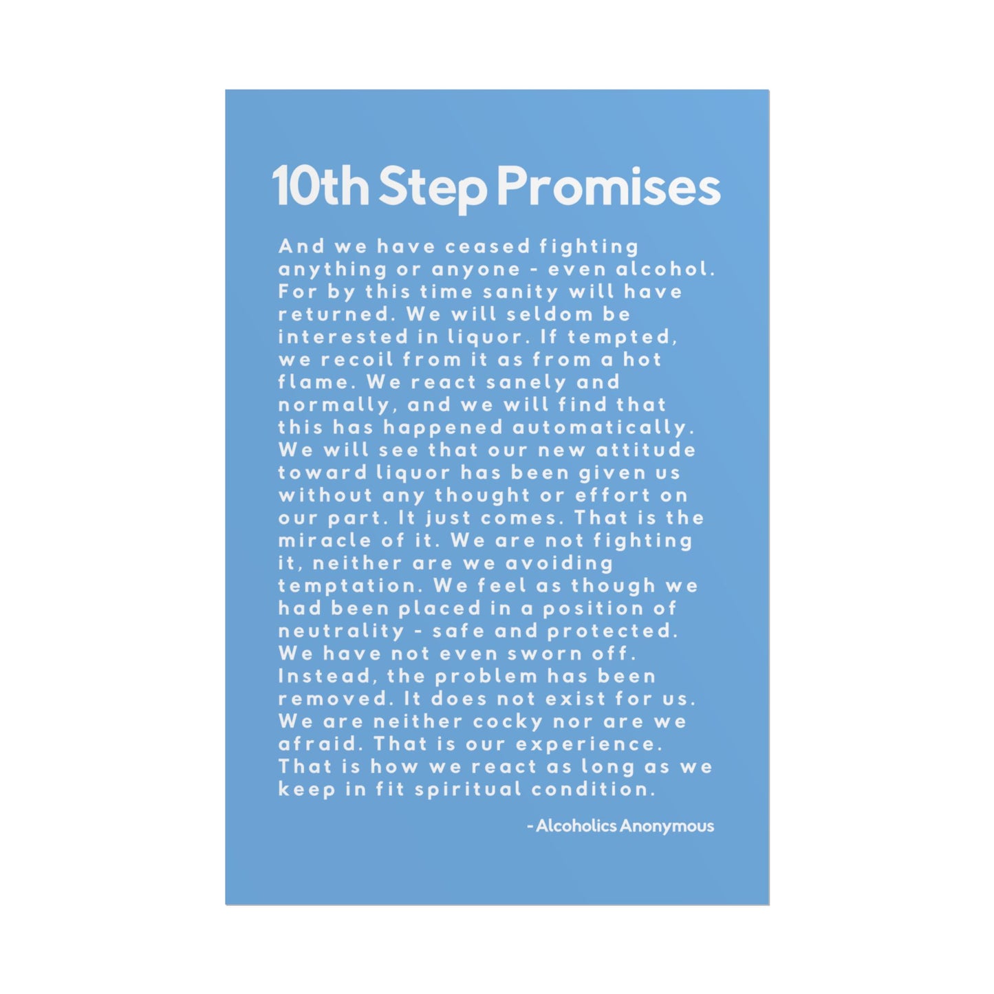 Haler Smith - Poster - Haler Smith Rolled Poster - 10th Step Promises - Vertical Light Blue Matte Finish