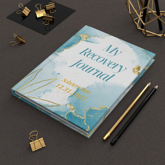 Recovery Hardcover Journal | My Recovery Journal Sobriety Date | Gold Leaf Scene