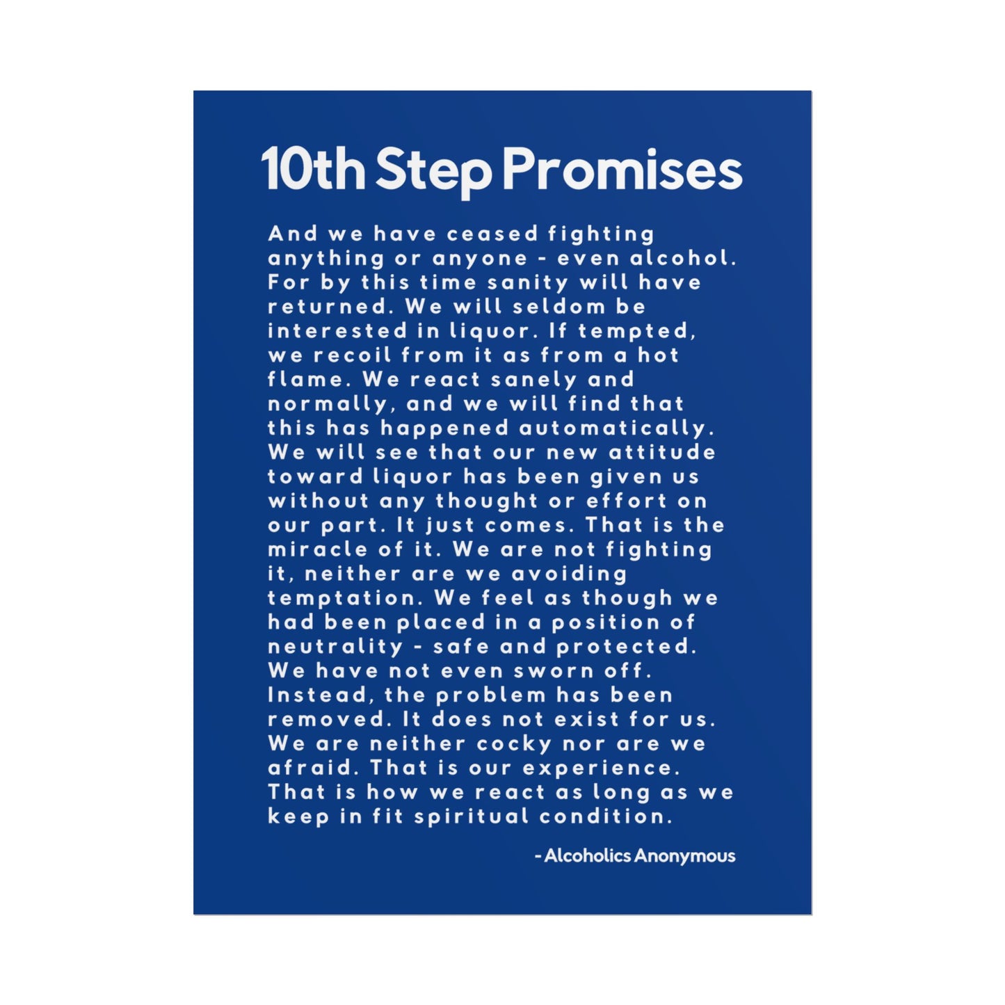 Haler Smith - Poster - Haler Smith Rolled Poster - 10th Step Promises - Vertical Dark Blue Matte Finish