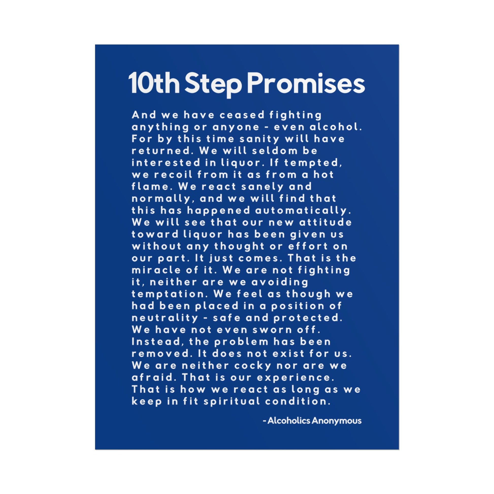 Haler Smith - Poster - Haler Smith Rolled Poster - 10th Step Promises - Vertical Dark Blue Matte Finish