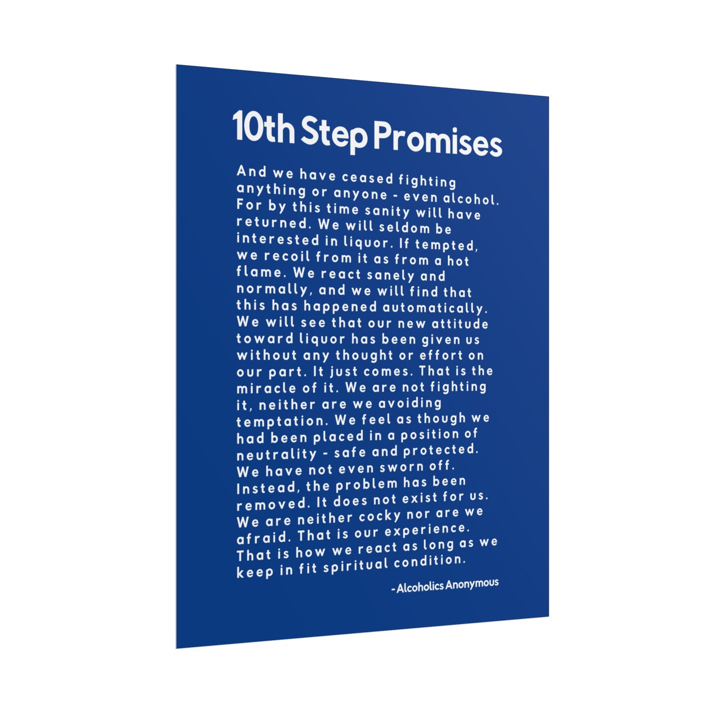 Haler Smith - Poster - Haler Smith Rolled Poster - 10th Step Promises - Vertical Dark Blue Matte Finish