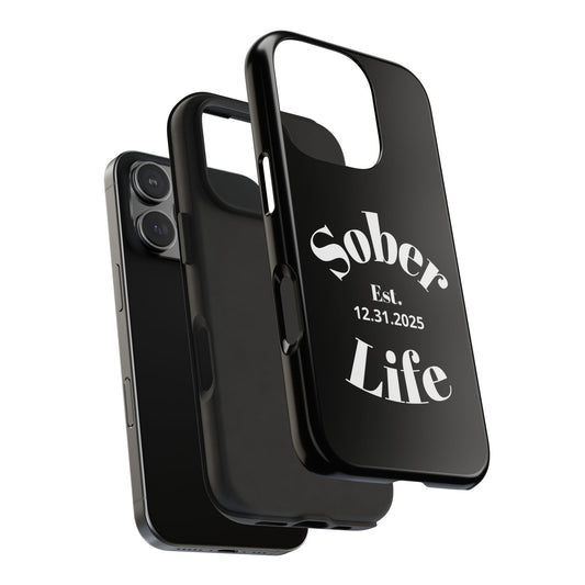 Recovery Phone Case | Sober Life Est. Design 1 | Black iPhone Case
