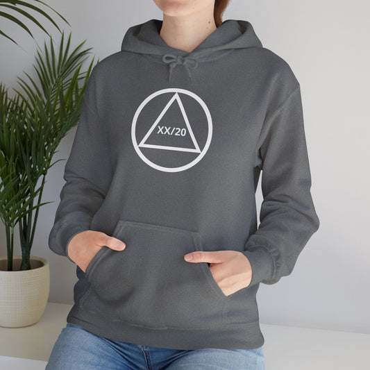Recovery Hoodie | Circle and Triangle Sobriety Years Design 1 On The Front