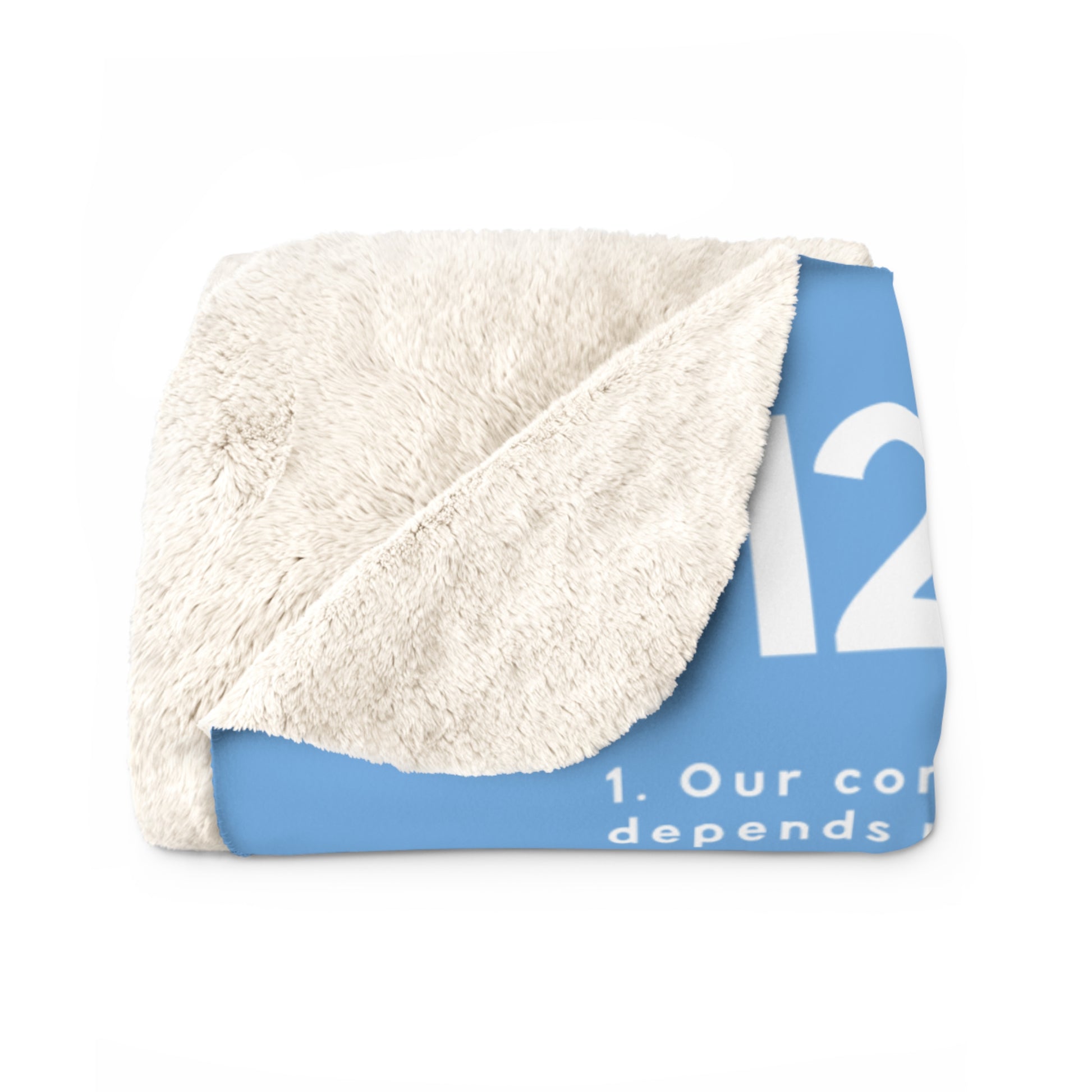 Haler Smith - Home Decor - Haler Smith Sherpa Fleece Blanket - 12 Traditions - White Letters - Light Blue