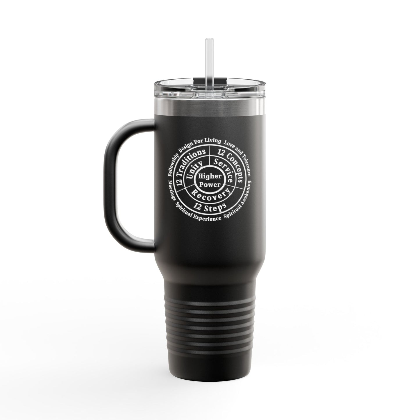Haler Smith - Mug - Haler Smith Insulated Travel Mug with Straw 40 oz. - Higher Power 1 - White Letters