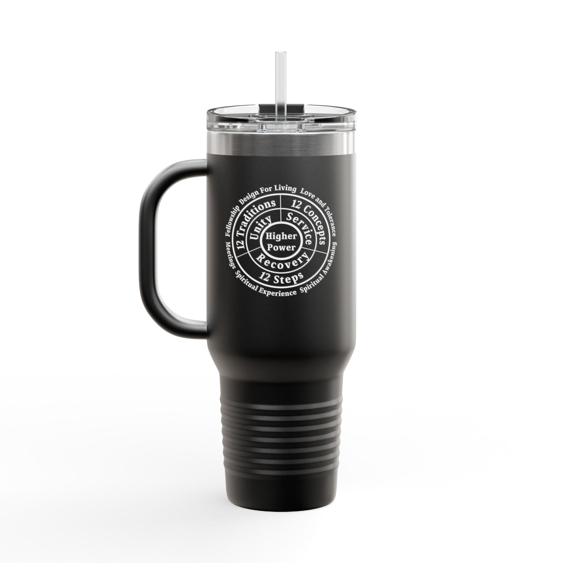 Haler Smith - Mug - Haler Smith Insulated Travel Mug with Straw 40 oz. - Higher Power 1 - White Letters
