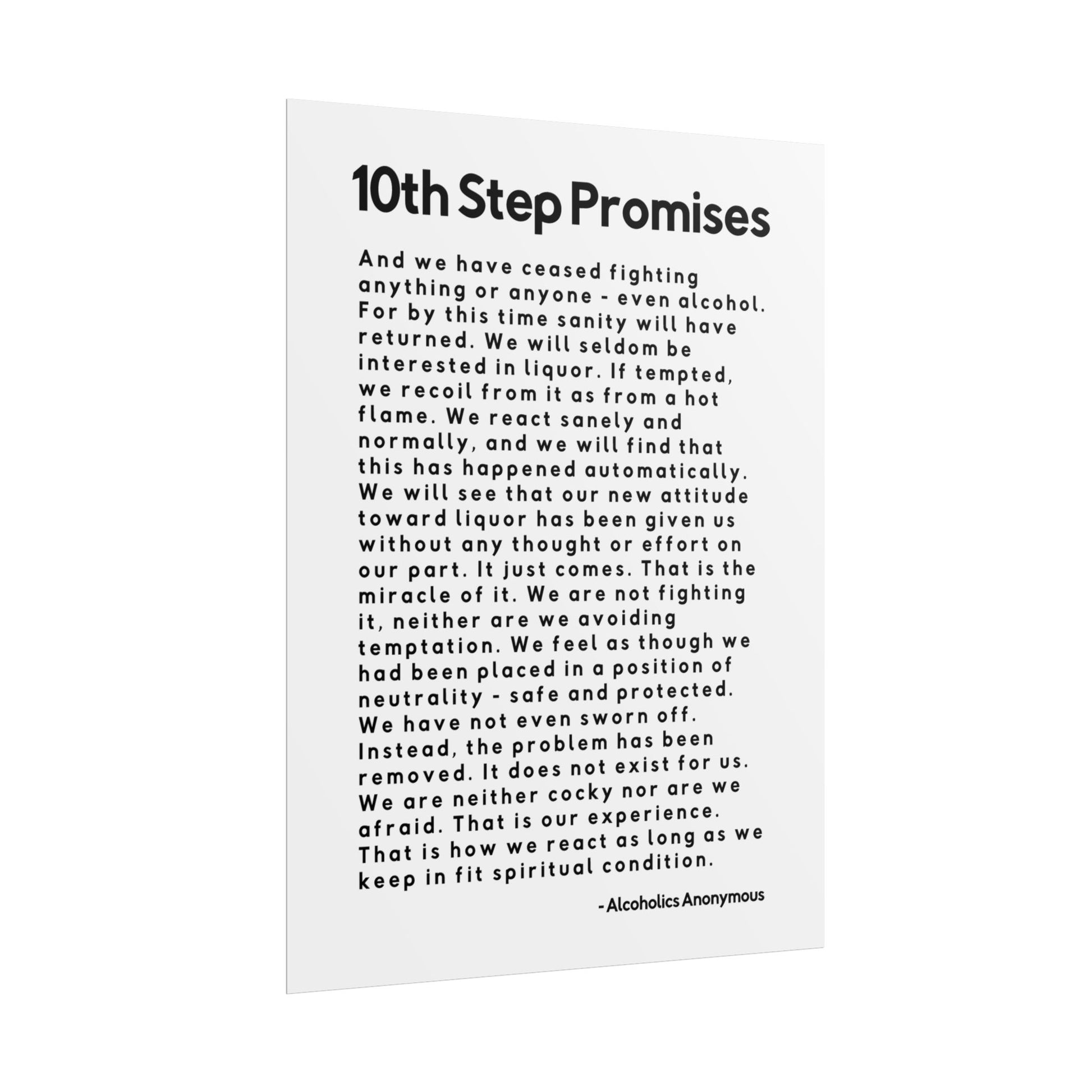 Haler Smith - Poster - Haler Smith Rolled Poster - 10th Step Promises - Vertical White Matte Finish
