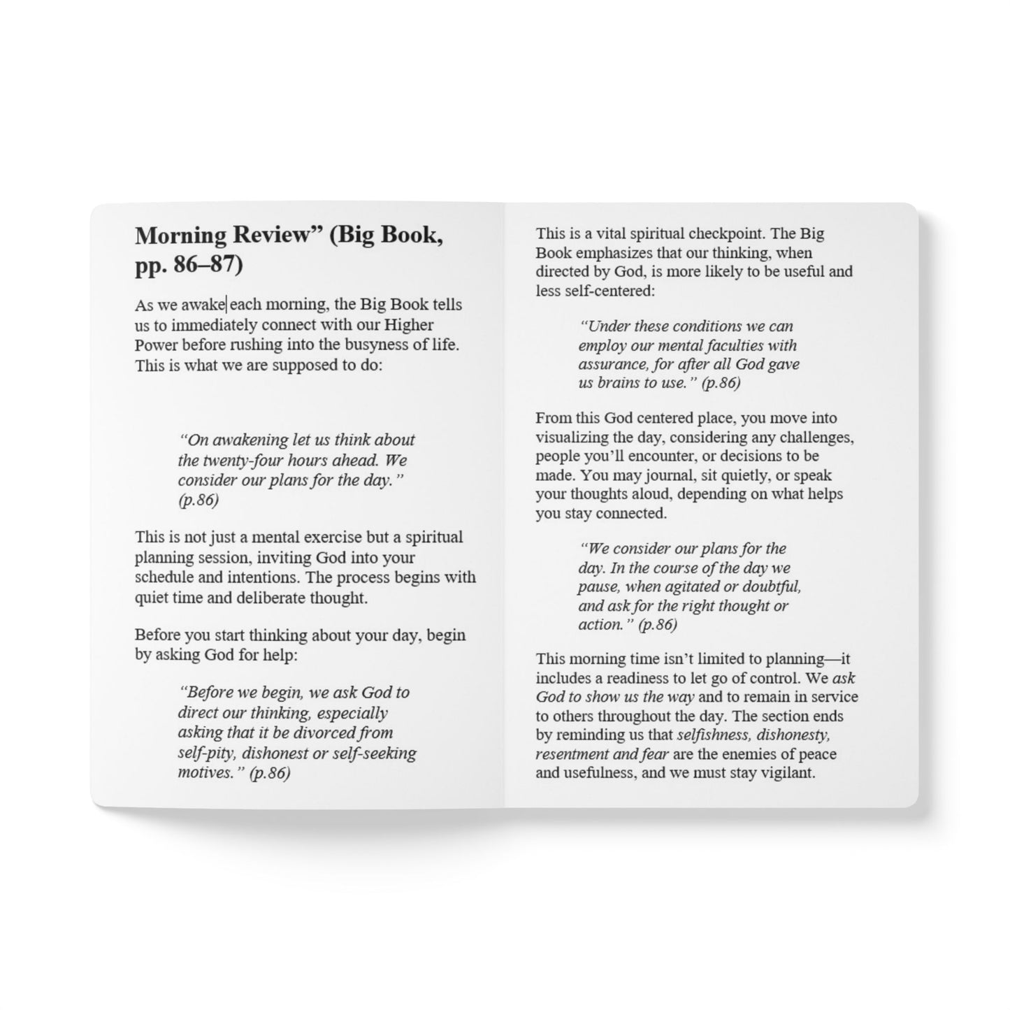 Haler Smith Guided Softcover Journal - Step 11 Morning Review - Mountain Morning Scene - White Letters