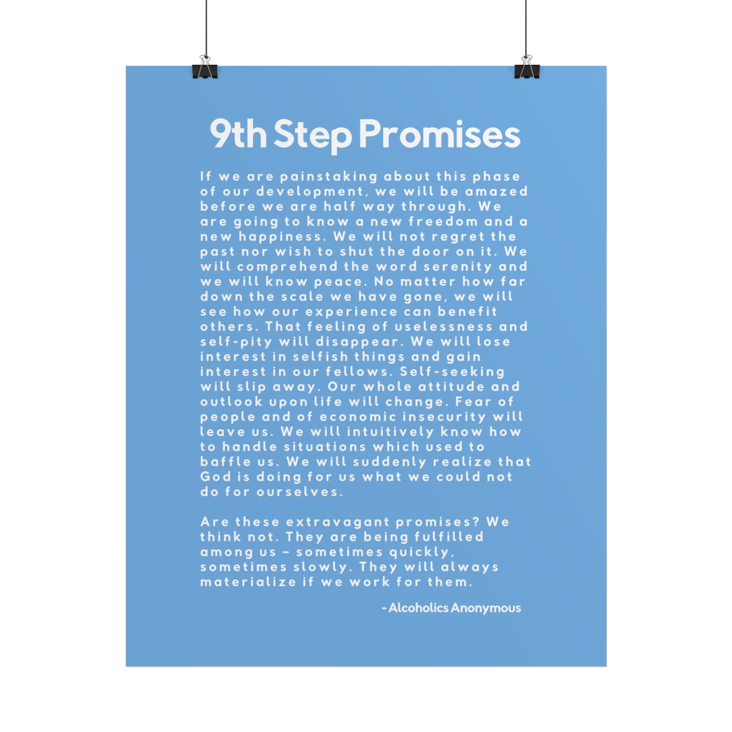 Haler Smith Rolled Poster - 9th Step Promises - Vertical Light Blue Matte Finish