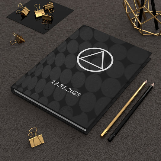 Recovery Hardcover Journal | Circle and Triangle Sobriety Date | Black Circles