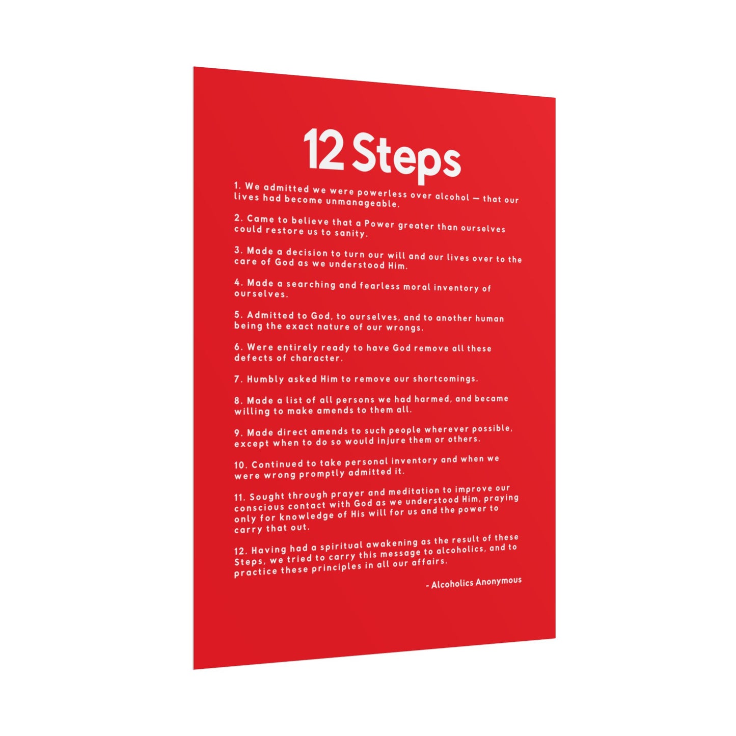 Haler Smith - Poster - Haler Smith Rolled Poster - 12 Steps - Vertical Red Matte Finish - White Letters