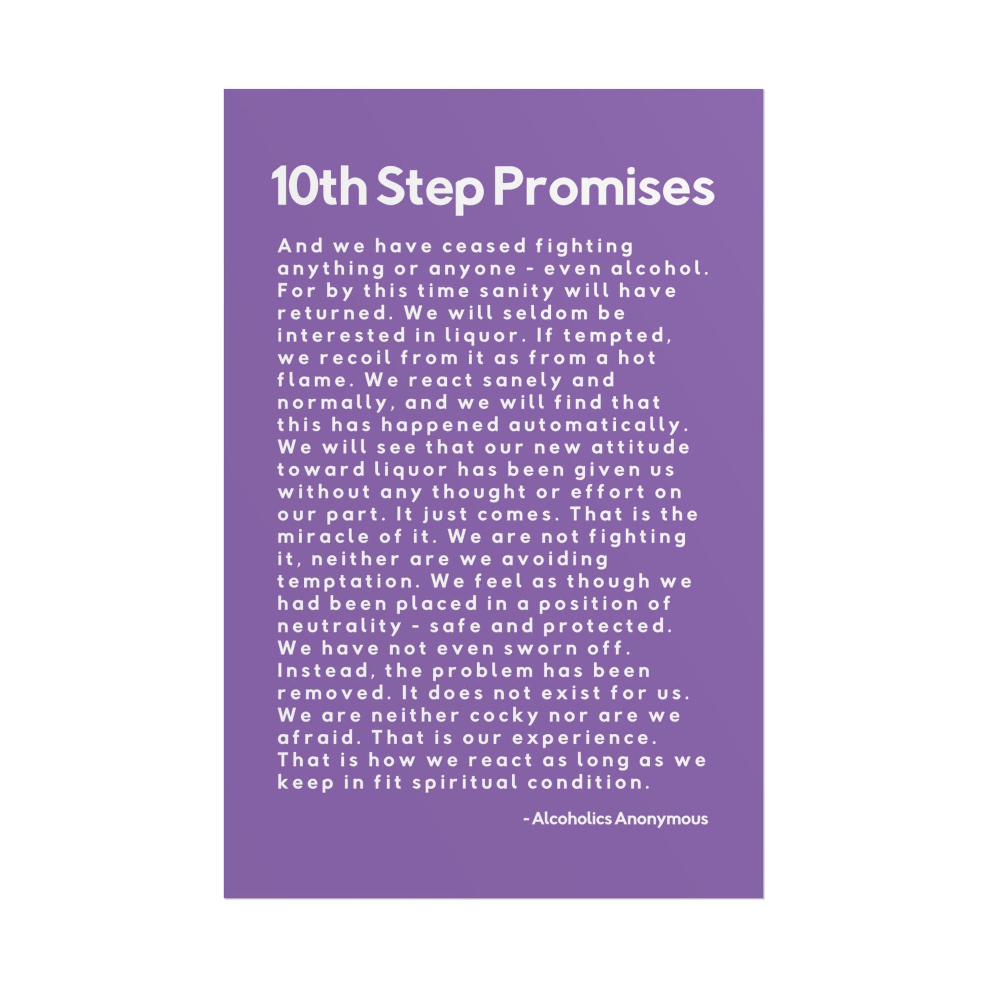 Haler Smith - Poster - Haler Smith Rolled Poster - 10th Step Promises - Vertical Light Purple Matte Finish