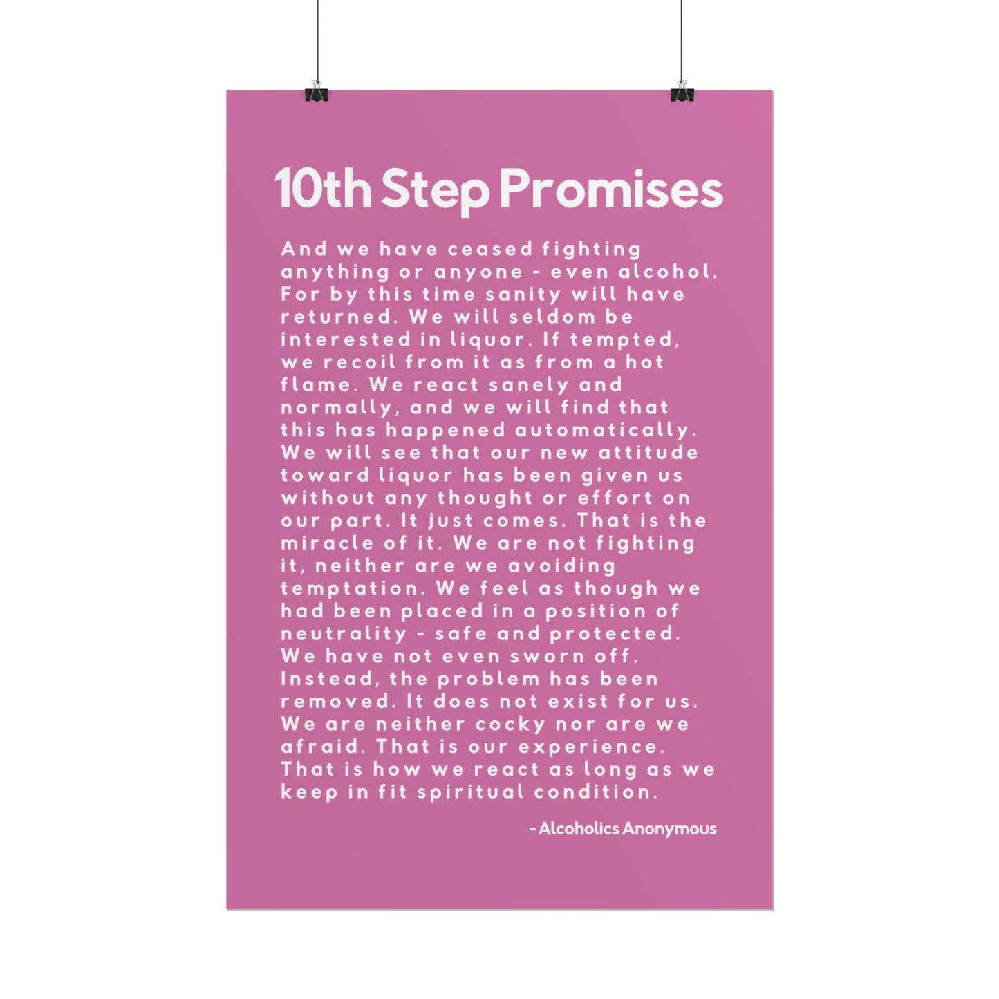 Haler Smith - Poster - Haler Smith Rolled Poster - 10th Step Promises - Vertical Light Pink Matte Finish