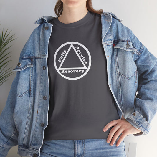 Sobriety Short Sleeve T-Shirt | Unity Service Recovery Design 1 On The Front