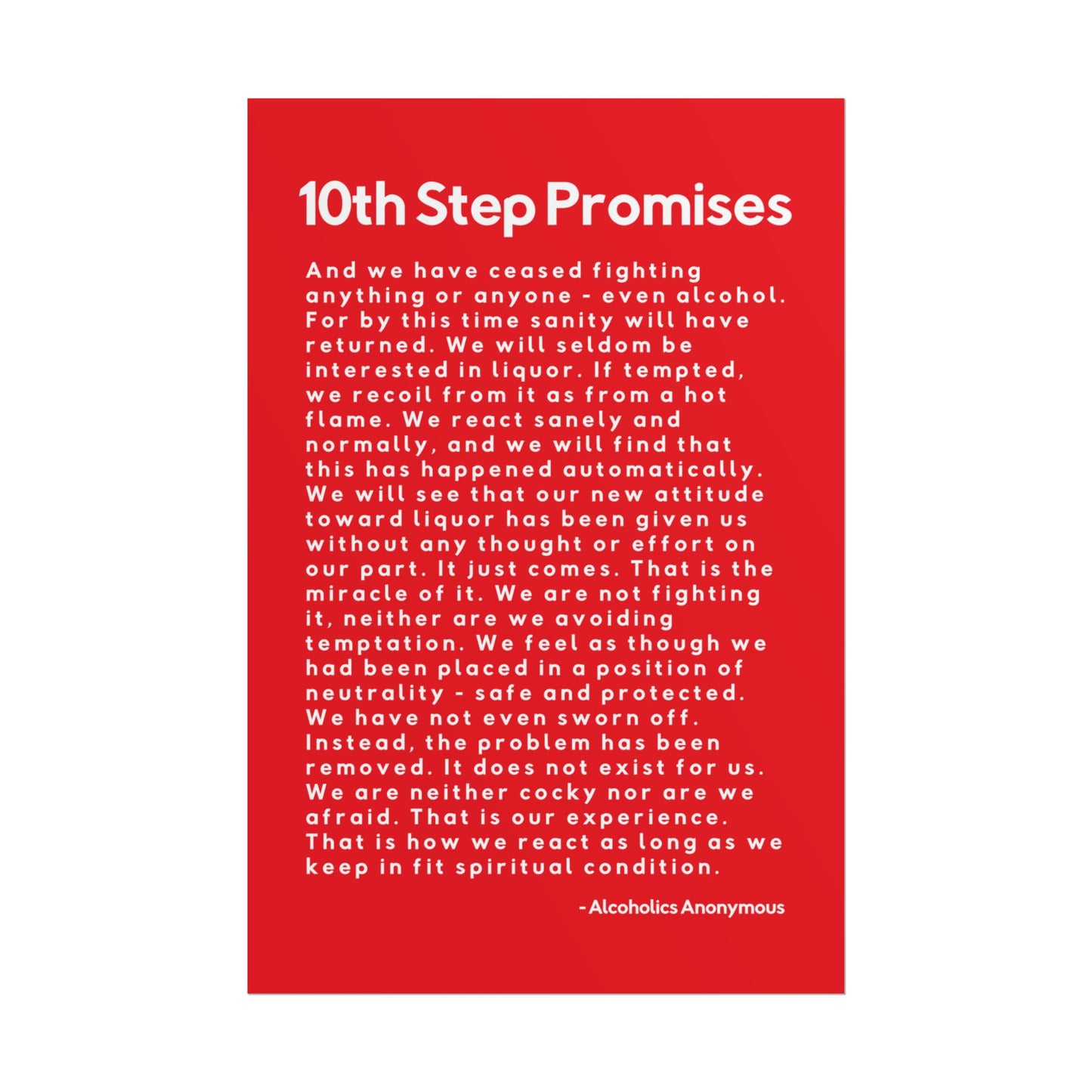 Haler Smith - Poster - Haler Smith Rolled Poster - 10th Step Promises - Vertical Red Matte Finish