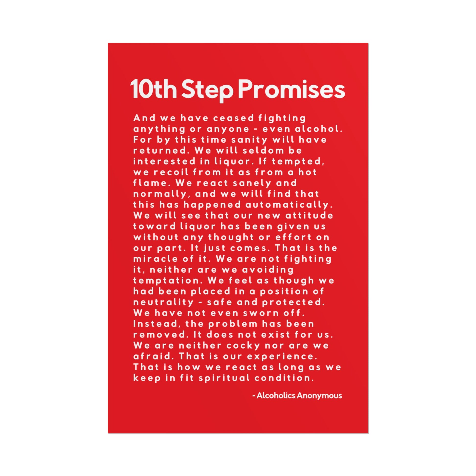 Haler Smith - Poster - Haler Smith Rolled Poster - 10th Step Promises - Vertical Red Matte Finish
