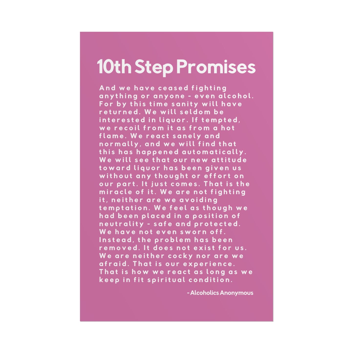 Haler Smith - Poster - Haler Smith Rolled Poster - 10th Step Promises - Vertical Light Pink Matte Finish