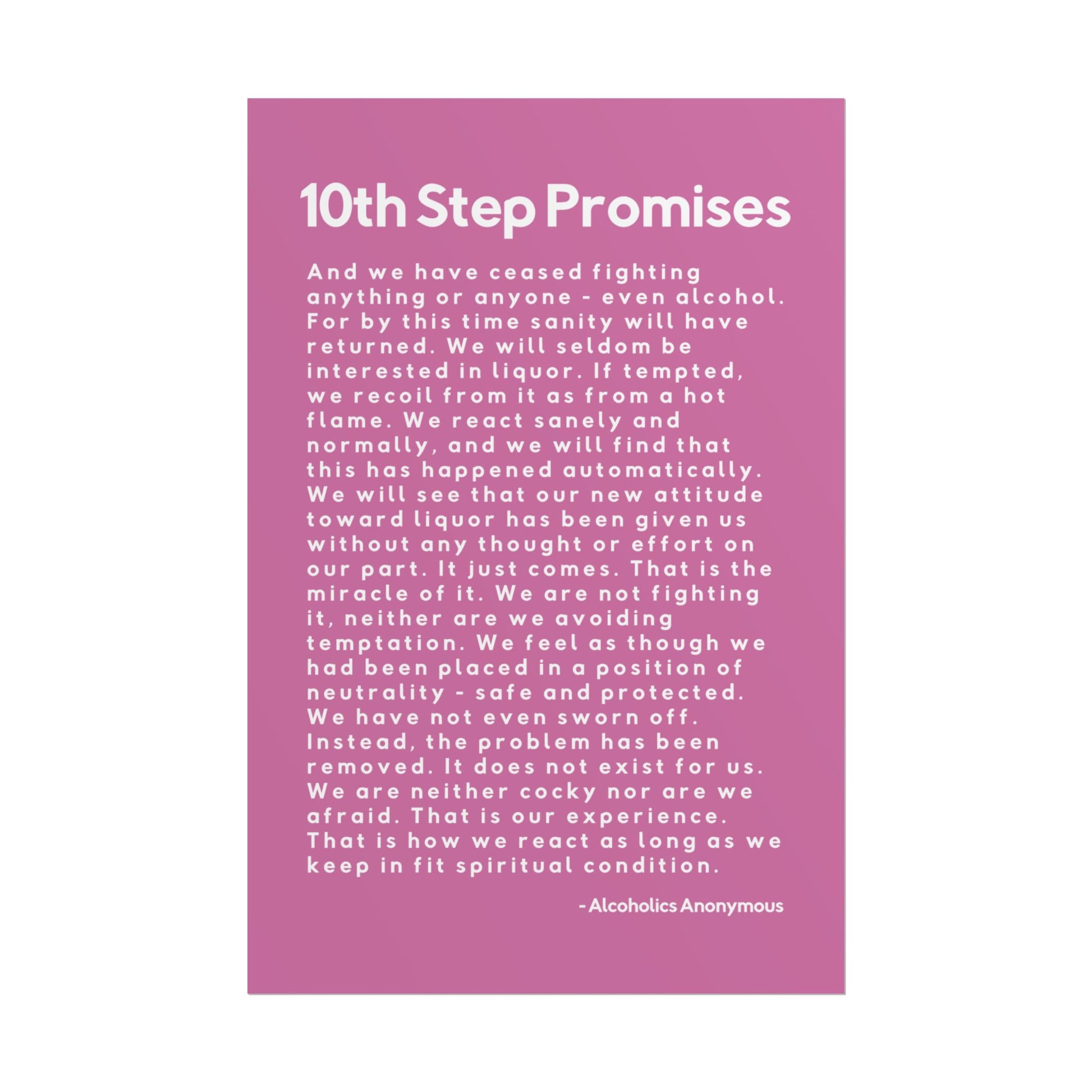 Haler Smith - Poster - Haler Smith Rolled Poster - 10th Step Promises - Vertical Light Pink Matte Finish