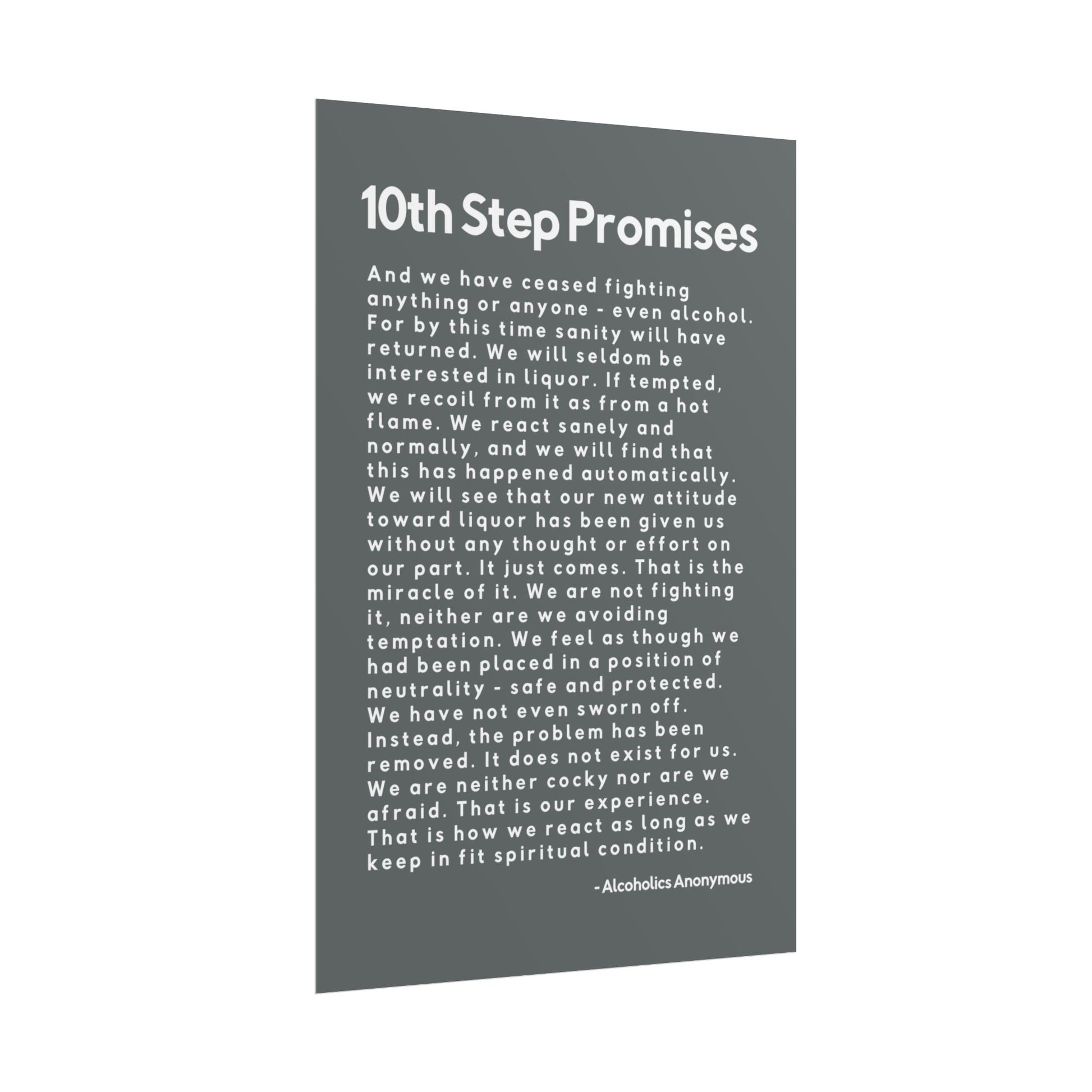 Haler Smith - Poster - Haler Smith Rolled Poster - 10th Step Promises - Vertical Dark Gray Matte Finish