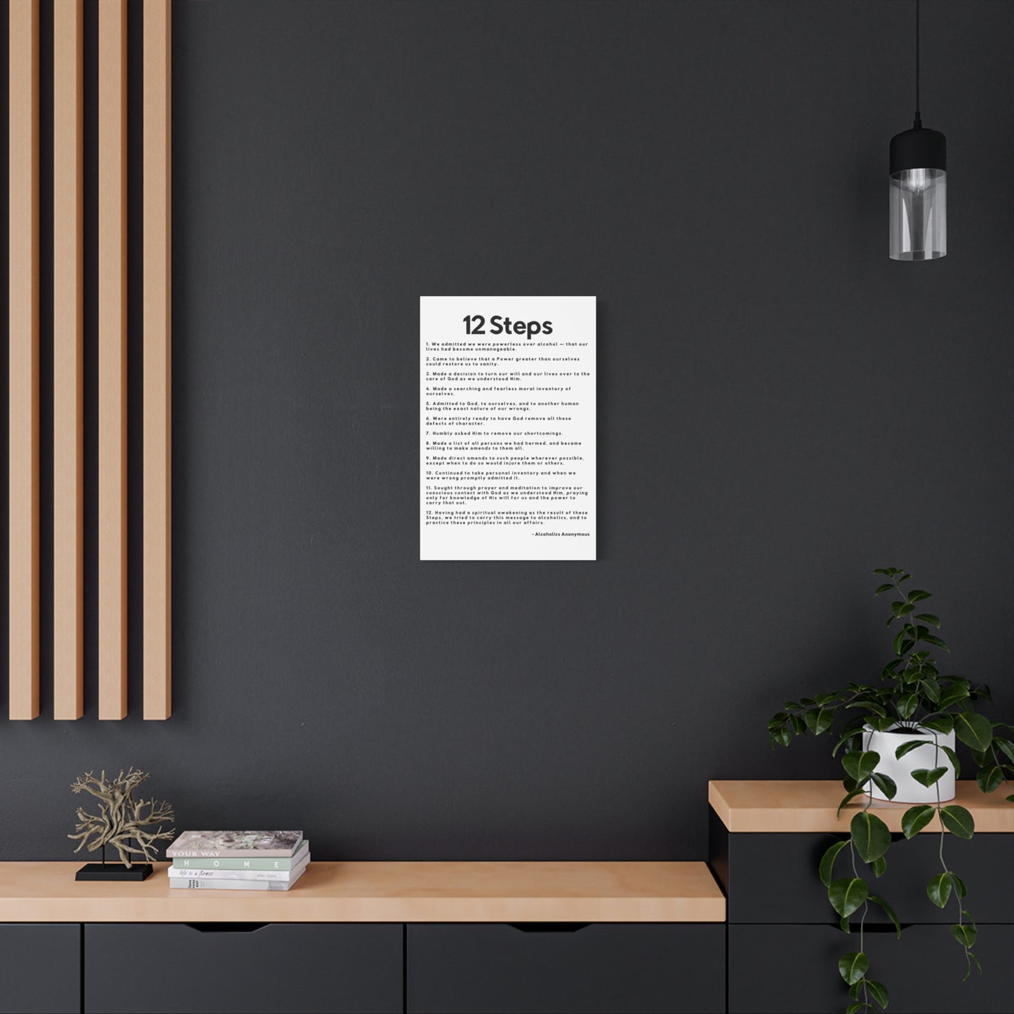 Haler Smith Matte Canvas - 12 Steps - Vertical White Matte Finish - Black Letters