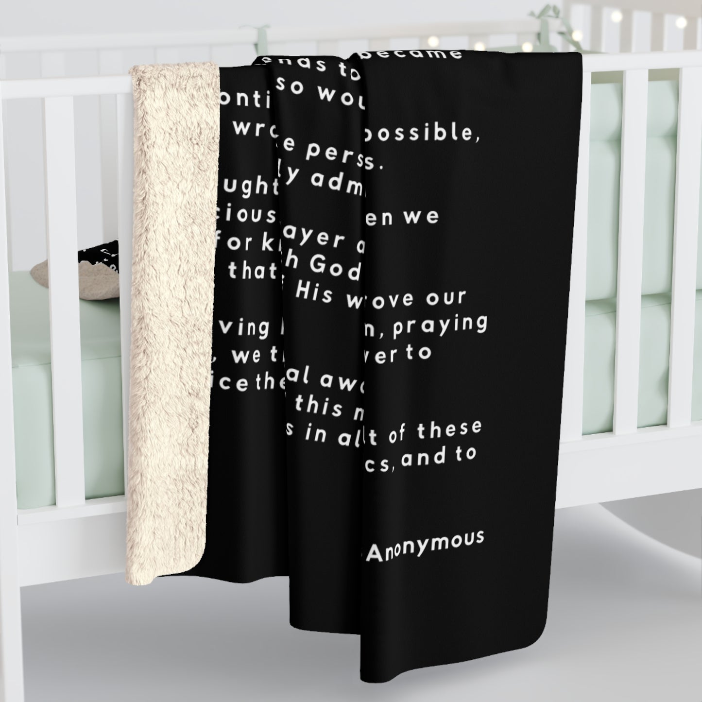 Haler Smith - Home Decor - Haler Smith Sherpa Fleece Blanket - 12 Steps - White Letters - Black