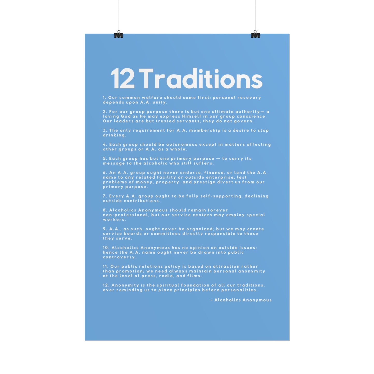 Haler Smith - Poster - Haler Smith Rolled Poster - 12 Traditions - Vertical Light Blue Matte Finish
