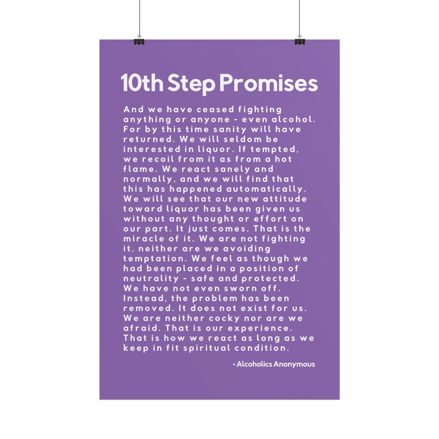 Haler Smith - Poster - Haler Smith Rolled Poster - 10th Step Promises - Vertical Light Purple Matte Finish
