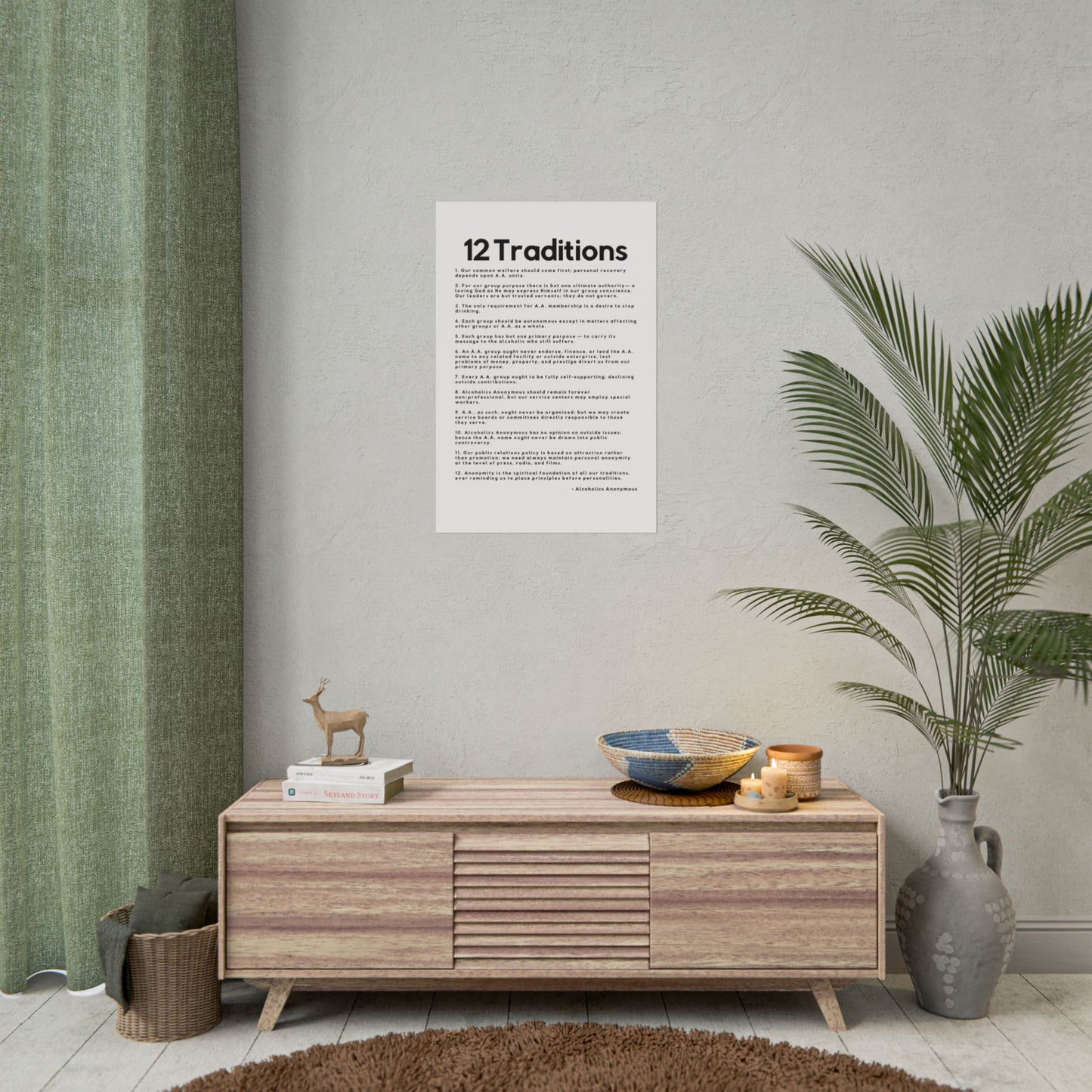 Haler Smith Rolled Poster - 12 Traditions - Vertical White Matte Finish - Black Letters