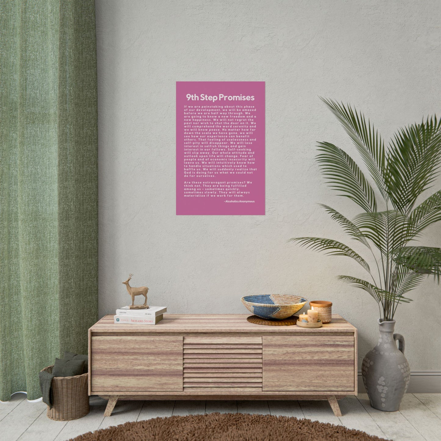 Haler Smith Rolled Poster - 9th Step Promises - Vertical Light Pink Matte Finish