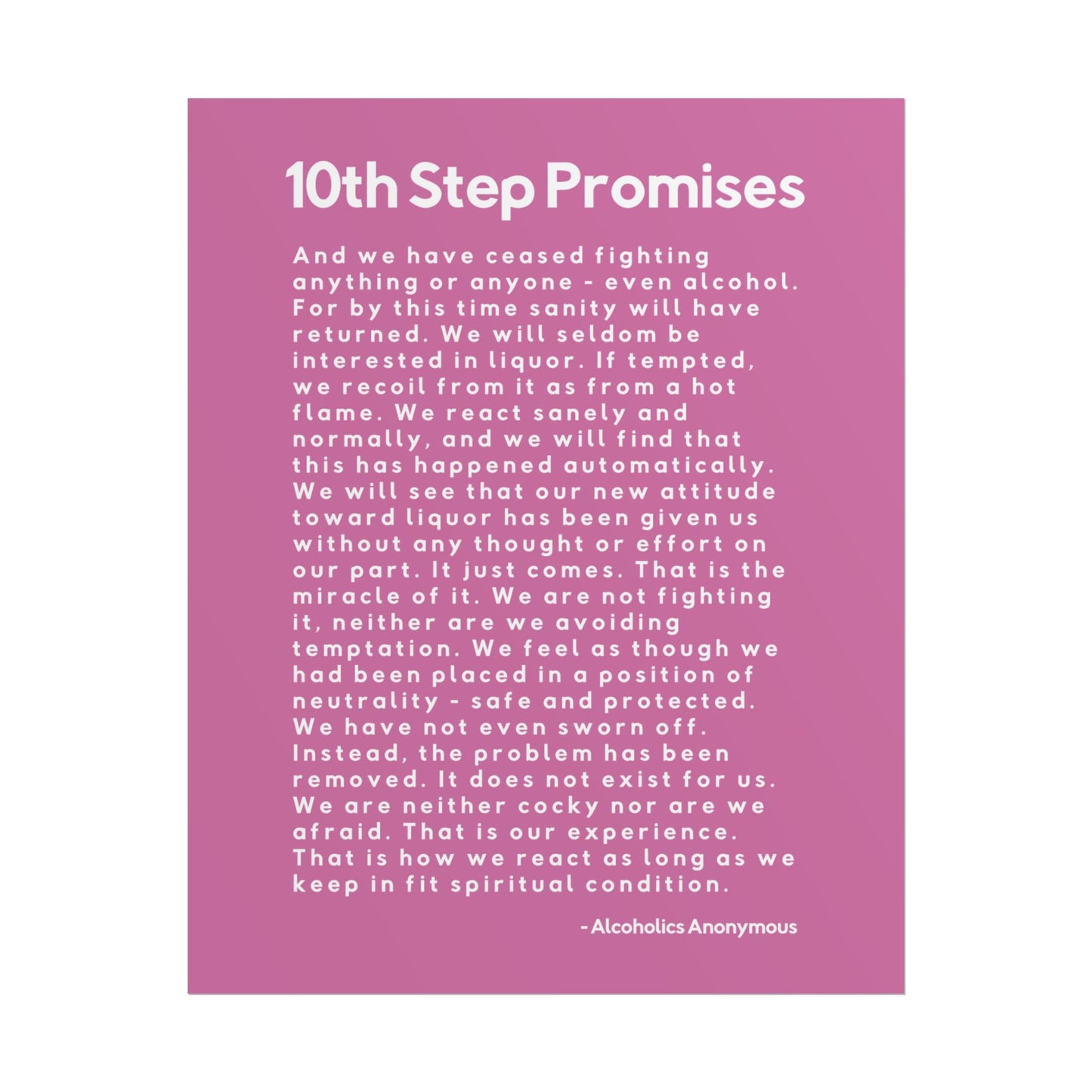 Haler Smith - Poster - Haler Smith Rolled Poster - 10th Step Promises - Vertical Light Pink Matte Finish