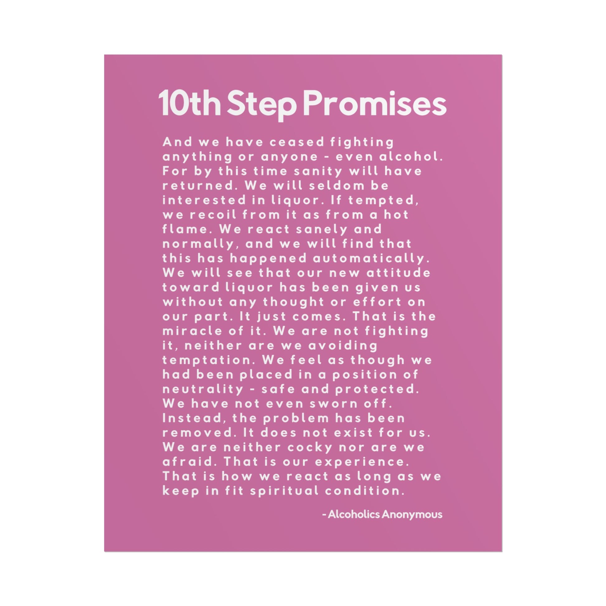 Haler Smith - Poster - Haler Smith Rolled Poster - 10th Step Promises - Vertical Light Pink Matte Finish