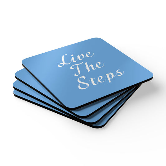 Haler Smith - Home Decor - Haler Smith Corkwood Coaster Set Light Blue - Live The Steps White