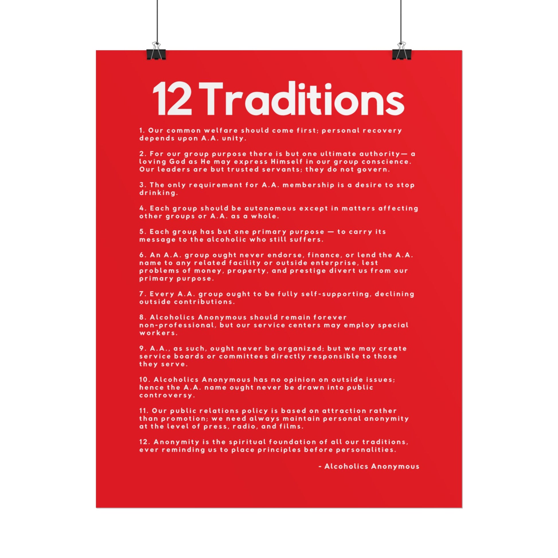 Haler Smith - Poster - Haler Smith Rolled Poster - 12 Traditions - Vertical Red Matte Finish
