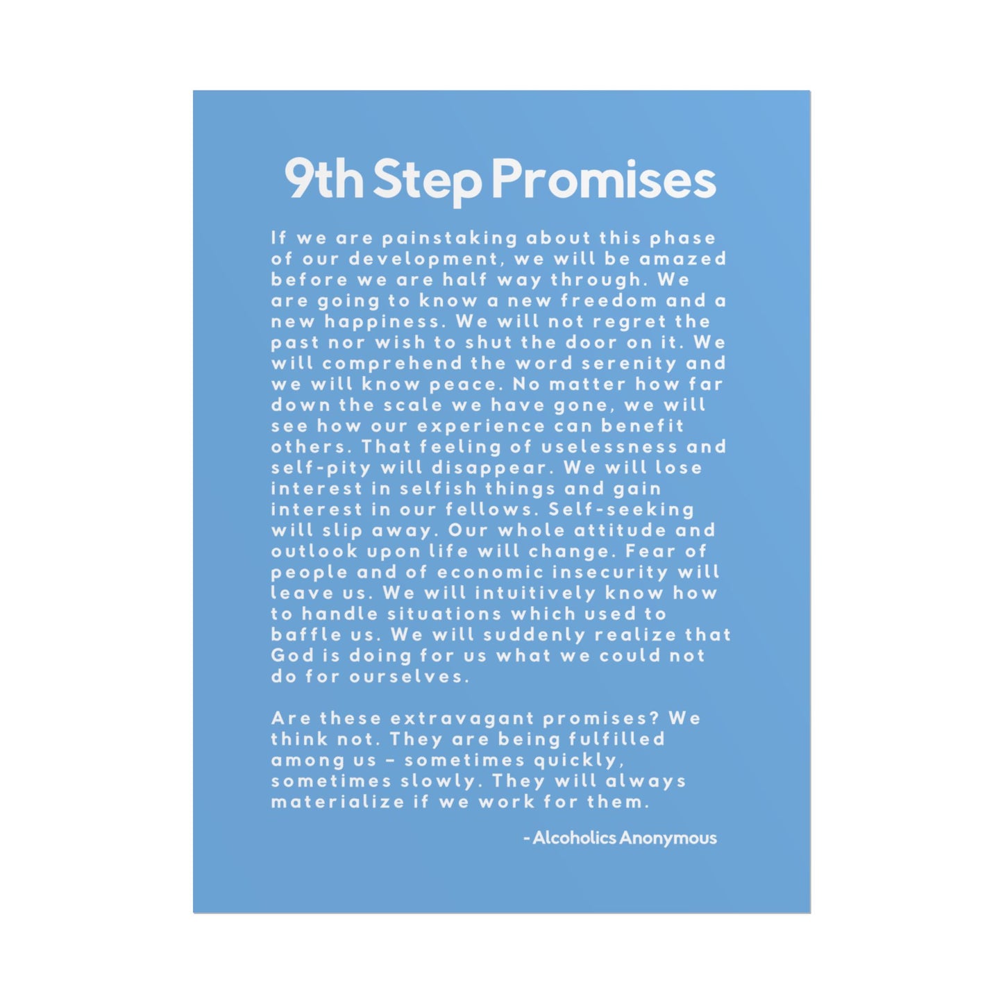 Haler Smith Rolled Poster - 9th Step Promises - Vertical Light Blue Matte Finish