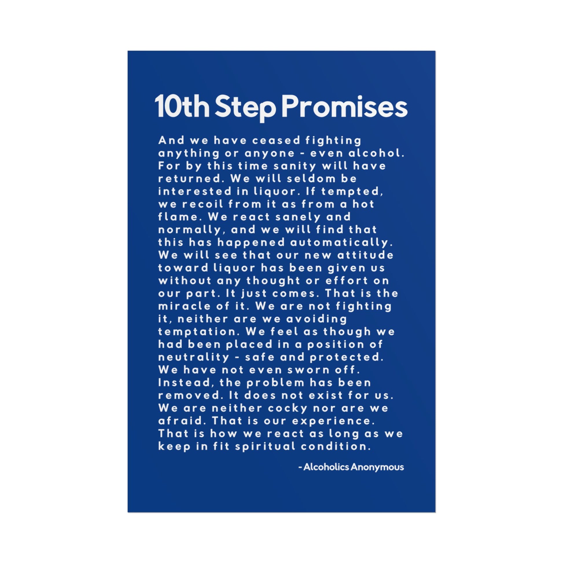 Haler Smith - Poster - Haler Smith Rolled Poster - 10th Step Promises - Vertical Dark Blue Matte Finish
