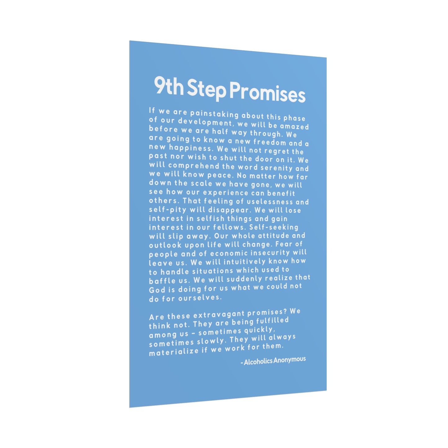 Haler Smith Rolled Poster - 9th Step Promises - Vertical Light Blue Matte Finish