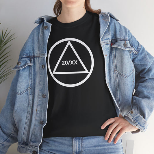 Recovery Short Sleeve T-Shirt | Circle and Triangle Sobriety Years Design 1 On The Front