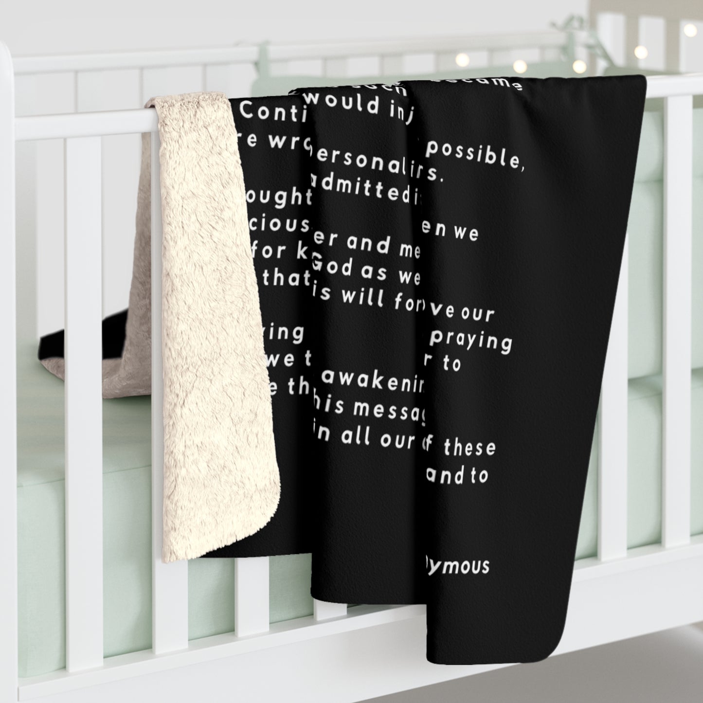 Haler Smith - Home Decor - Haler Smith Sherpa Fleece Blanket - 12 Steps - White Letters - Black