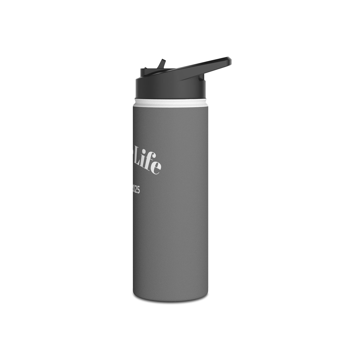 Recovery Insulated Stainless Steel Water Bottle | Sober Life Est. Design 1 | Dark Grey