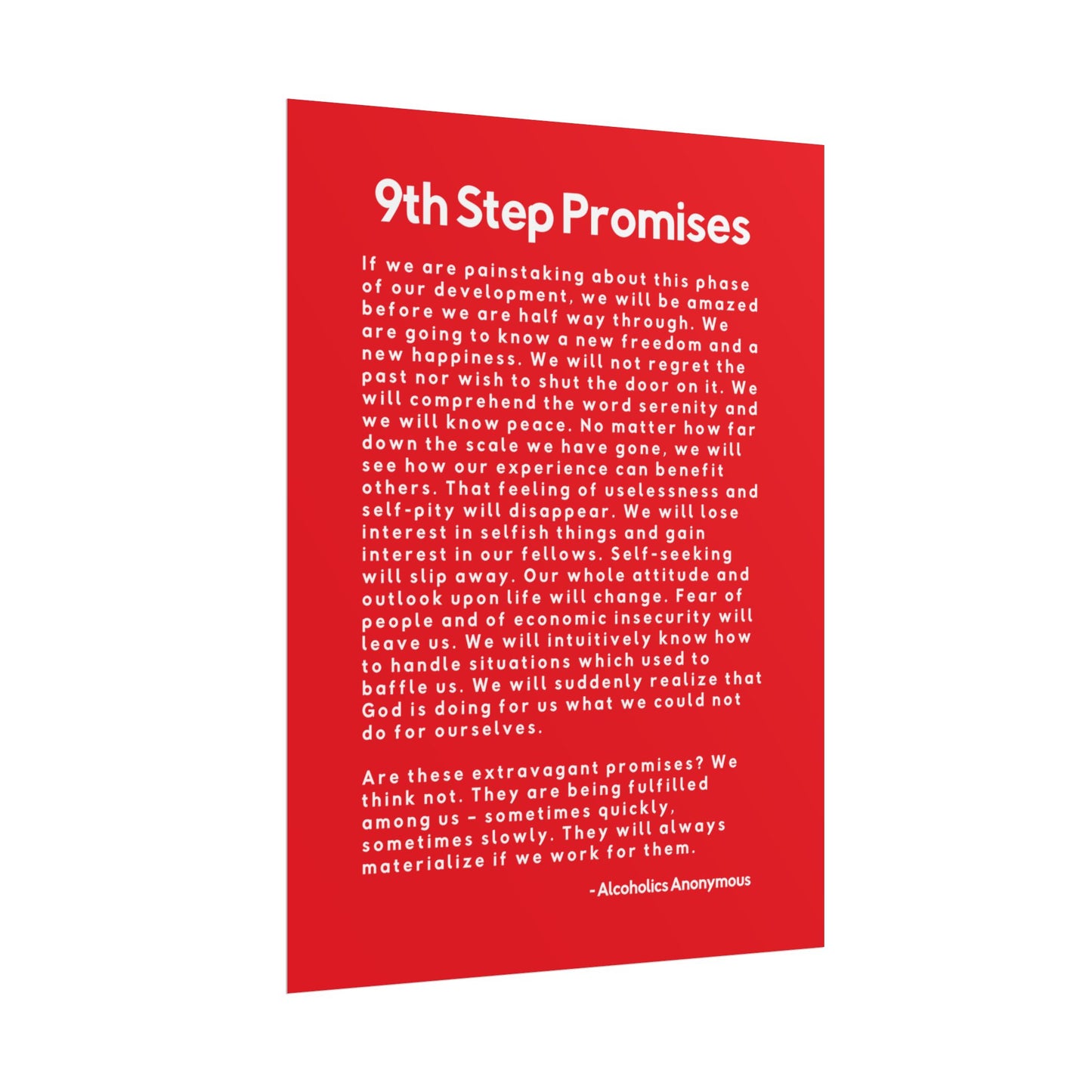 Haler Smith Rolled Poster - 9th Step Promises - Vertical Red Matte Finish
