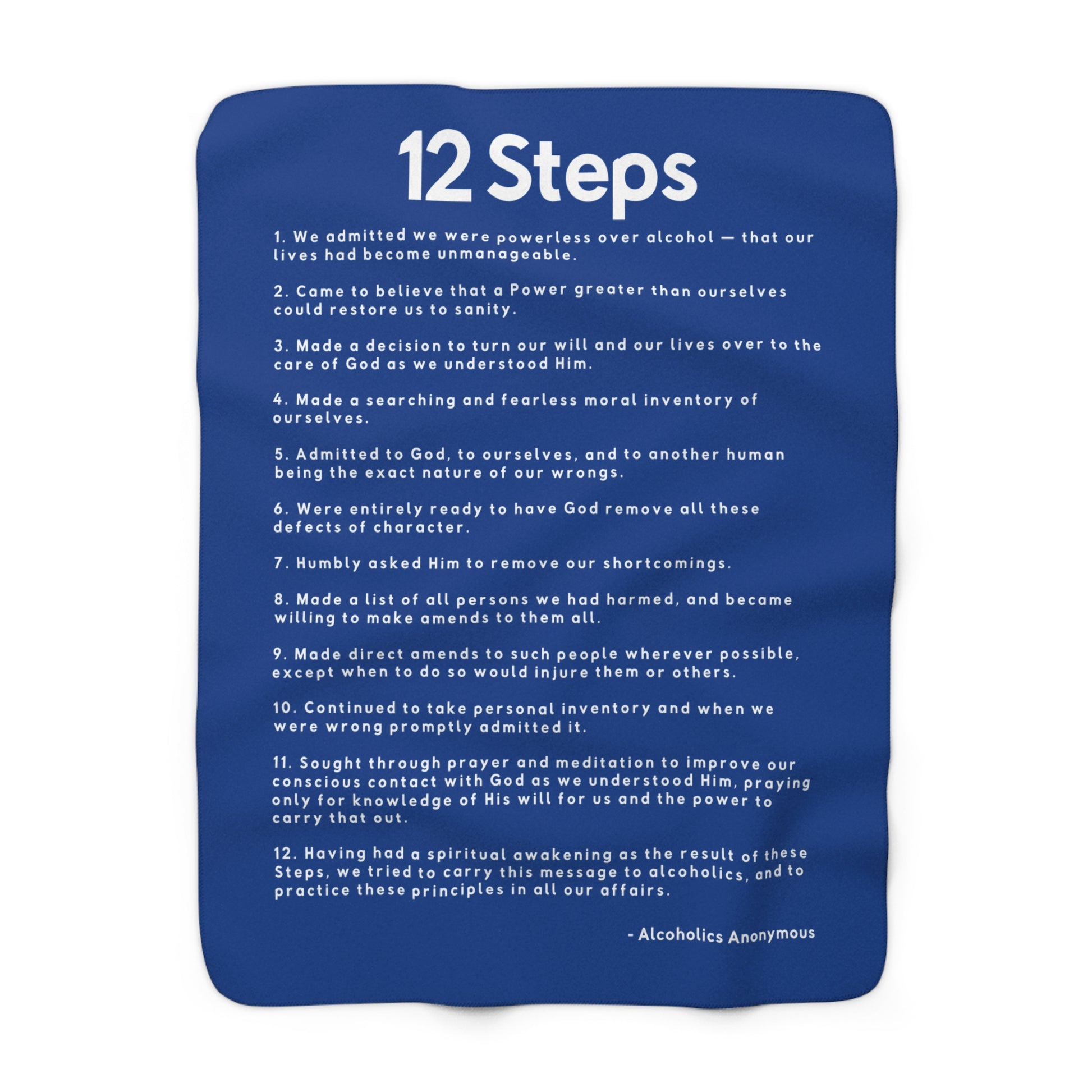 Haler Smith - Home Decor - Haler Smith Sherpa Fleece Blanket - 12 Steps - Dark Blue