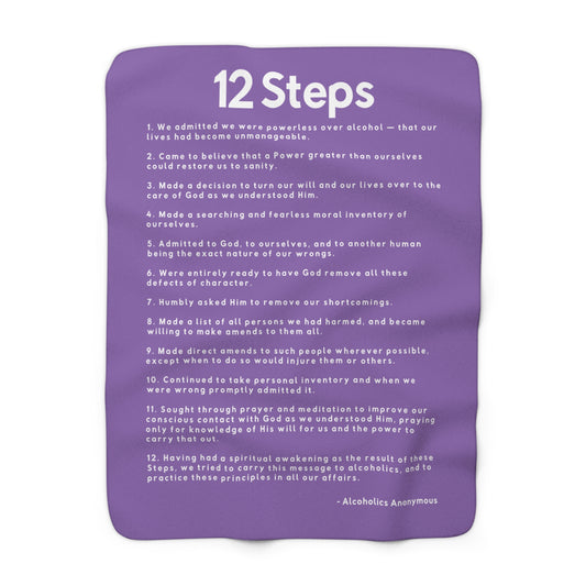 Haler Smith - Home Decor - Haler Smith Sherpa Fleece Blanket - 12 Steps - Light Purple