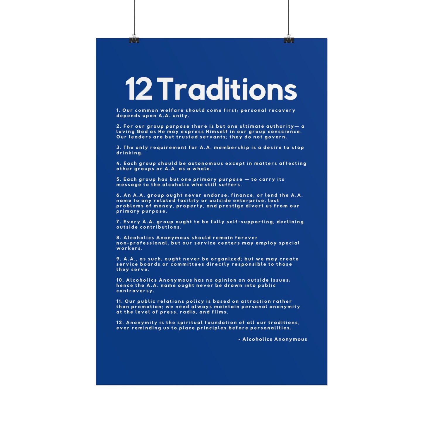 Haler Smith - Poster - Haler Smith Rolled Poster - 12 Traditions - Vertical Dark Blue Matte Finish