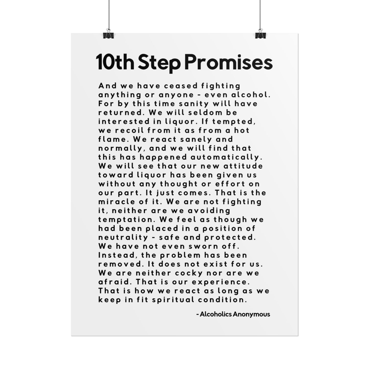 Haler Smith - Poster - Haler Smith Rolled Poster - 10th Step Promises - Vertical White Matte Finish